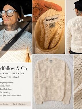 Goodfellow & Co Cream Open-Knit Crewneck Sweater
